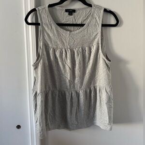 EUC J.Crew Linen Tiered Tank Top in Fog Gray